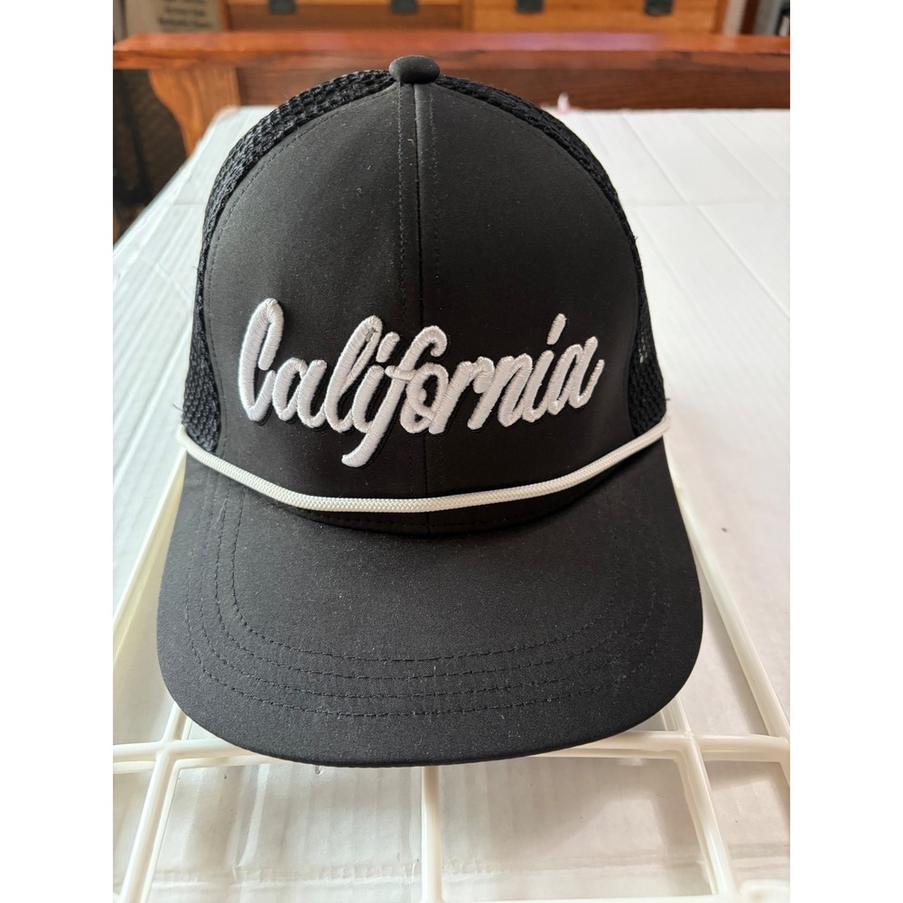 Robin Ruth California Trucker Hat Black White Embroidered Snapback Mesh Cap